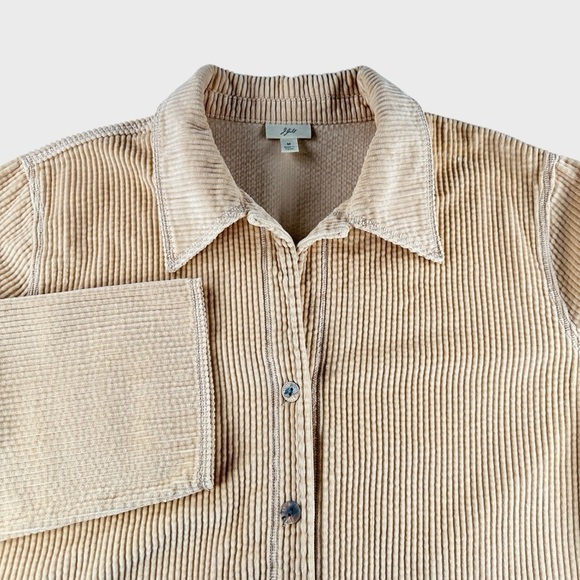 J.Jill Womens Medium Khaki Sand Corduroy Embroidered Floral Button Down Jacket - Picture 5 of 13
